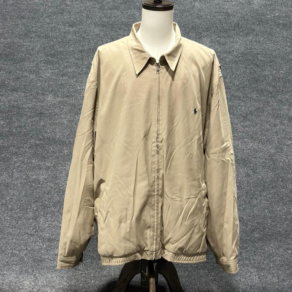 Polo Ralph Lauren Jacket Mens 4XLT Beige Microfiber Lined Full Zip Windbreaker